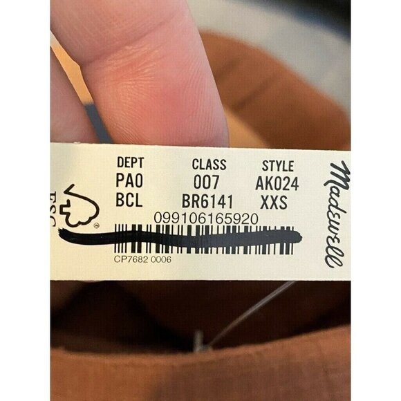 Madewell Womens $80 Patchwork Square Neck Top Burnt Clay Size XXS AK024 - Picture 4 of 5